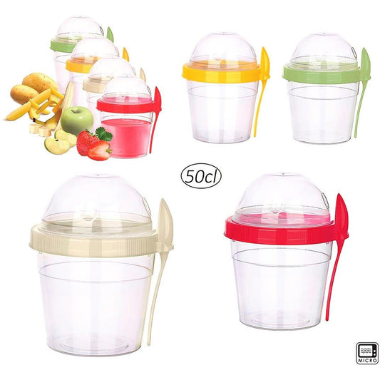 Reusable Cup with Lid & Spoon - Multiple Colours