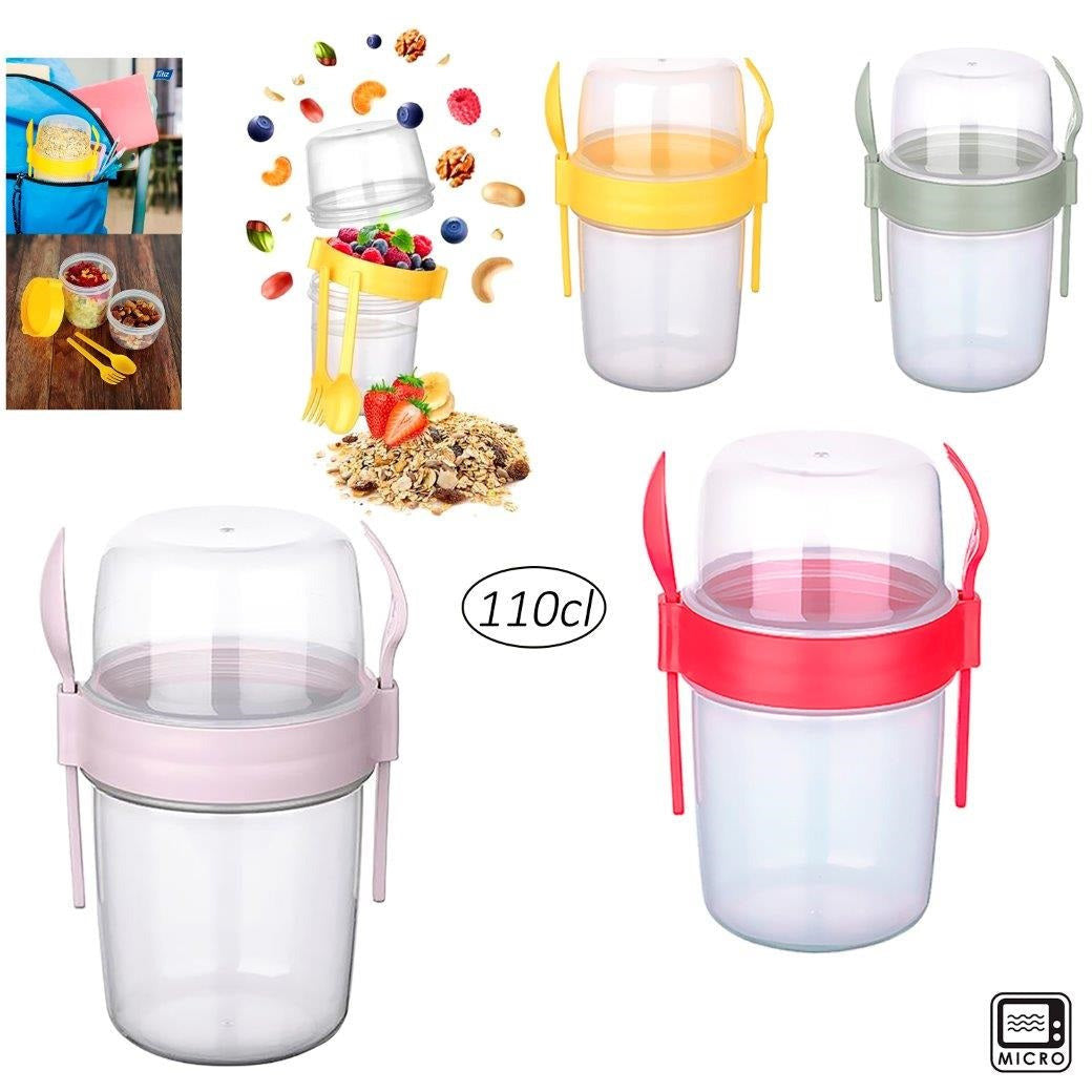 Reusable Cup with Lid, Spoon & Fork - Multiple Colours