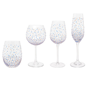 Hand Painted Blue Dot Wine Glass