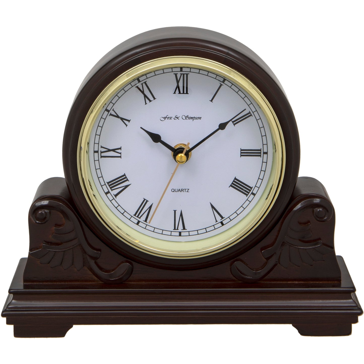 Buckingham Scroll Style Mahogany Mantel Clock