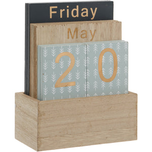Wooden Perpetual Calendar - Blue