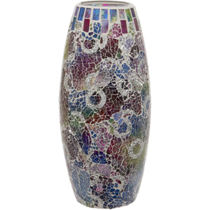 Multi Coloured Crackled Glass Mosaic Oval Shaped Vase