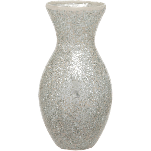 Silver Crackled Glass Mosaic Vase