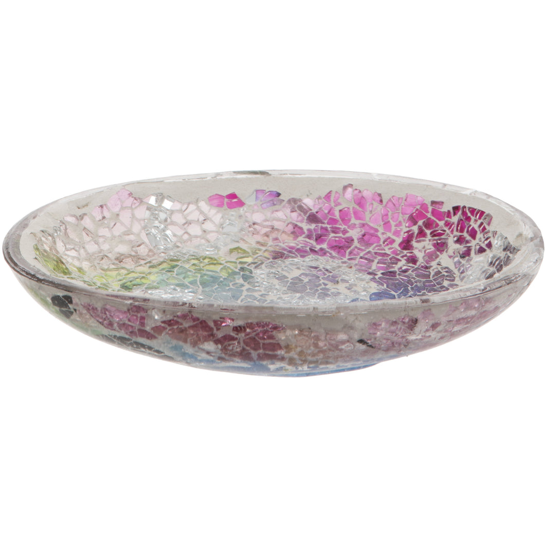 Multi Coloured Crackled Glass Mosaic Soap Dish