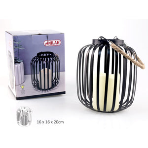 Decorative Black Lantern with Battery Operated Candle