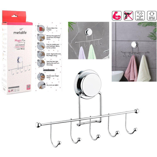 Non-Drill Towel Hanger - 5 Hooks