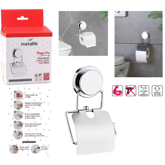 Non-Drill Toilet Roll Holder with Cover