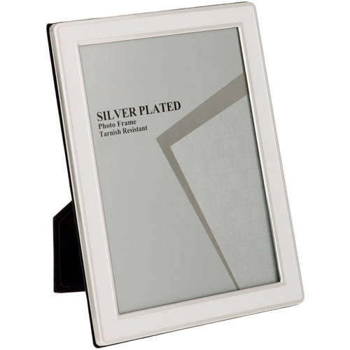 Silver Plated Cream Enamel Photo Frame 8 x 10 -inch