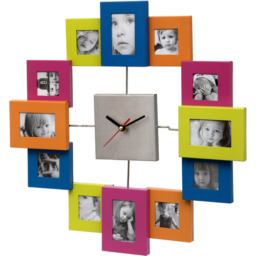 Multi Coloured Photo Frame Wall Clock
