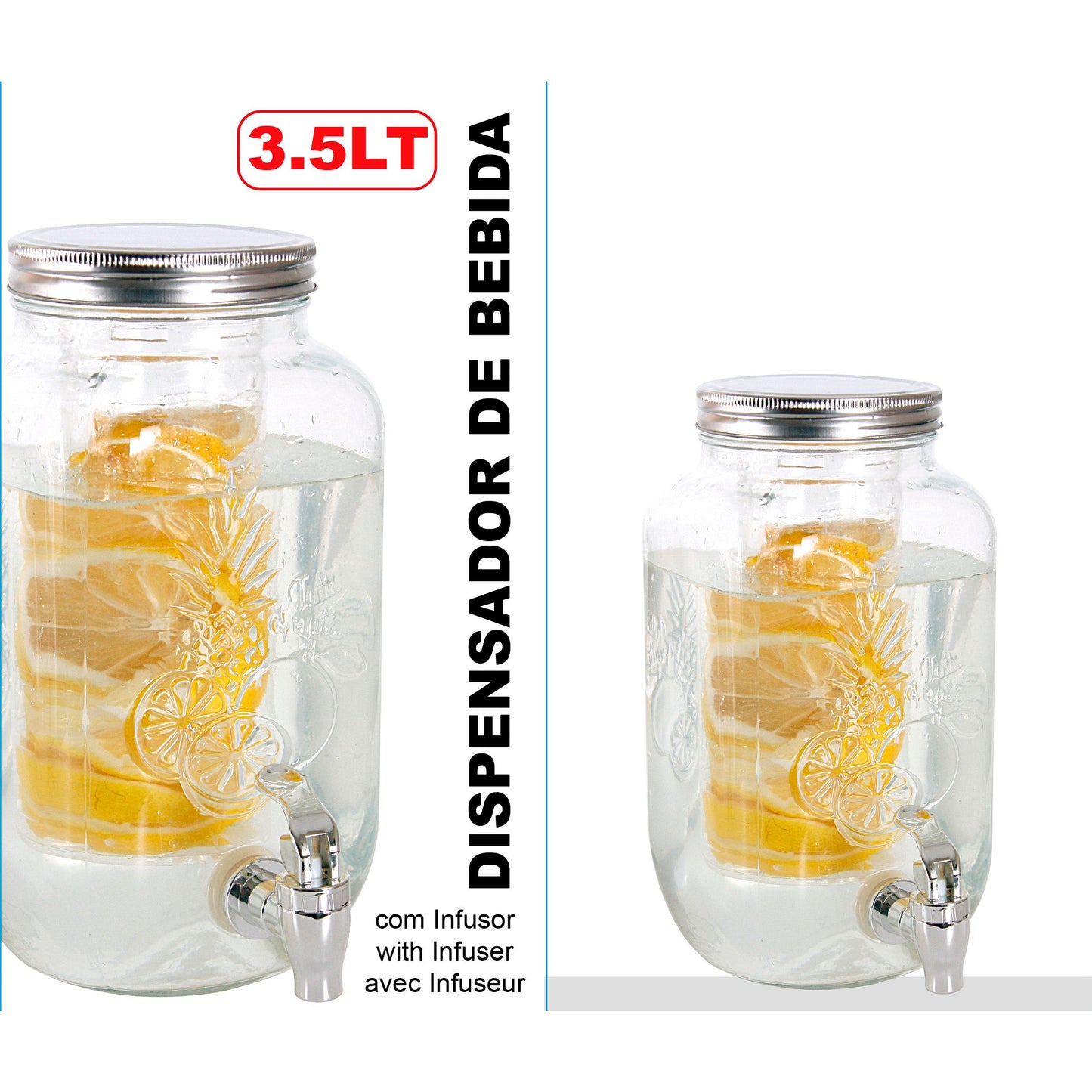 3.5 Litre Glass Beverage Dispenser with Infuser
