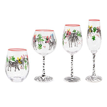 Load image into Gallery viewer, Hand Painted Zebra Wine Glass