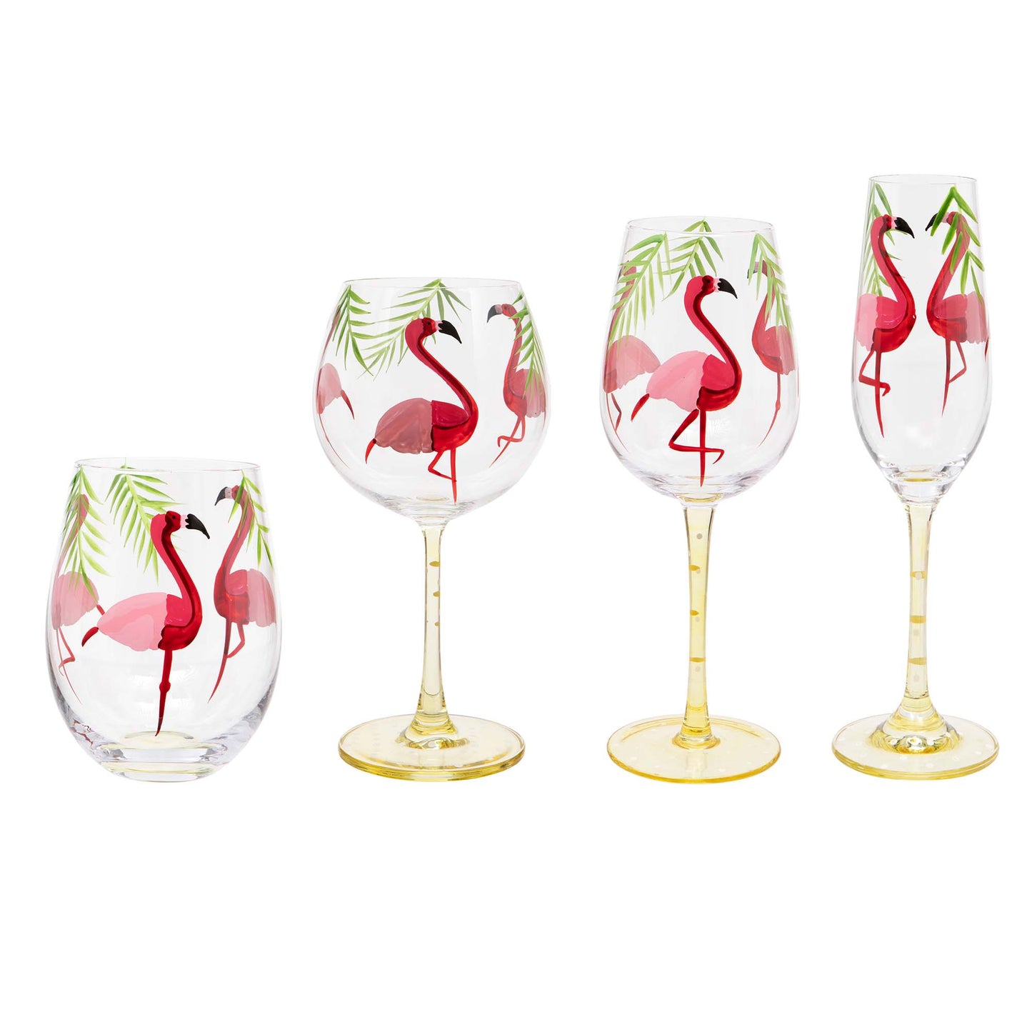 Hand Painted Flamingo Gin Glass