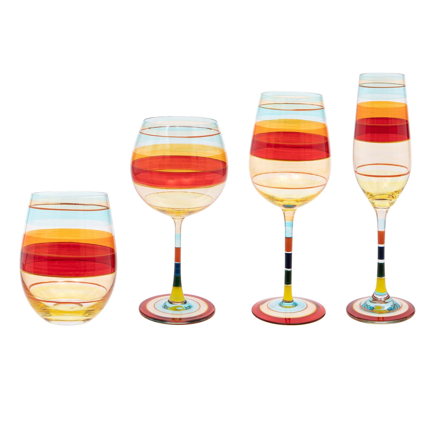 Hand Painted Light Stripe Champagne Flute