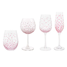 Load image into Gallery viewer, Hand Painted Red Dot Wine Glass